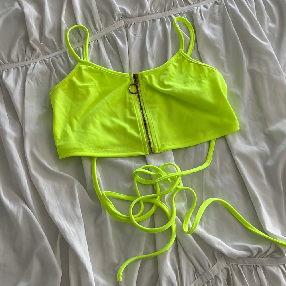 Neon Yellow Shein Crop top